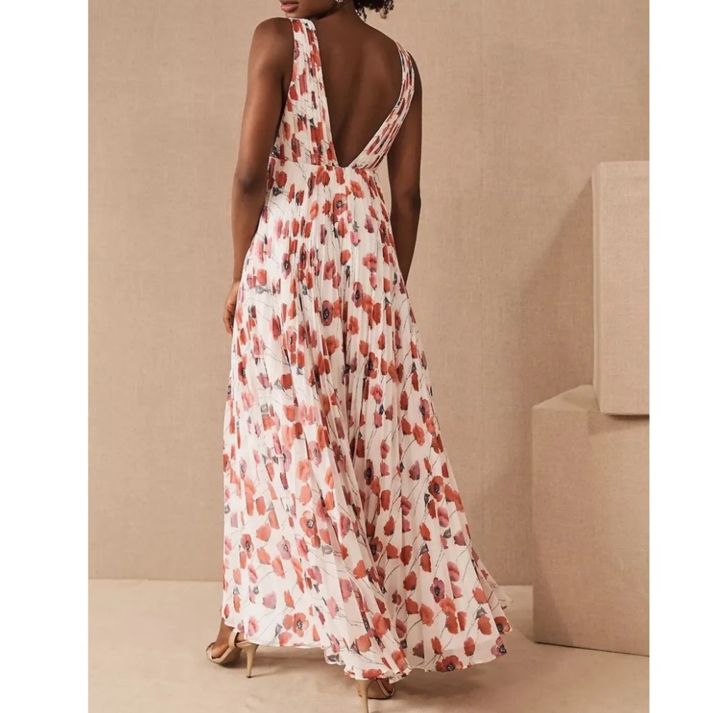 Anthropologie Fame and Partners Floral Plunge Neck Maxi Dress